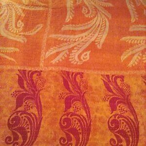 Kantha Quilt Orange Red Black With Birds 53" x 83" Cotton Reversible K58.